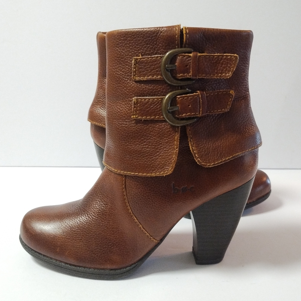 BOC Born Concept Side Zip Brown Leather Boots Booties Western Size 6.5M